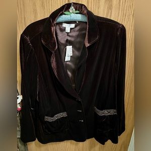 NWT deep brown velvet jacket, size 2x never worn